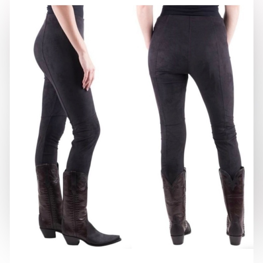 Lysse Black Charcoal Faux Suede Tummy Control Leggings size XS